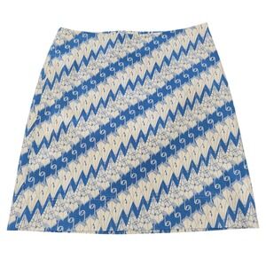 Talbots Pencil Skirt Women 6 Blue Umbrella Print Cotton Blend Stretch Mini